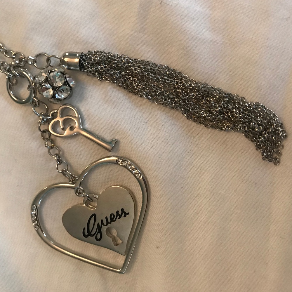 Guess Dangly Silver Charm Necklace